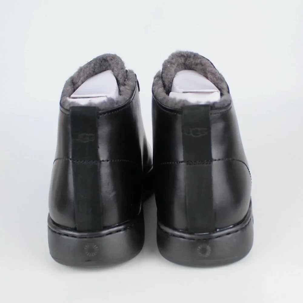 New Men's UGG Lining Leather Sneaker Boots, Black, US 9